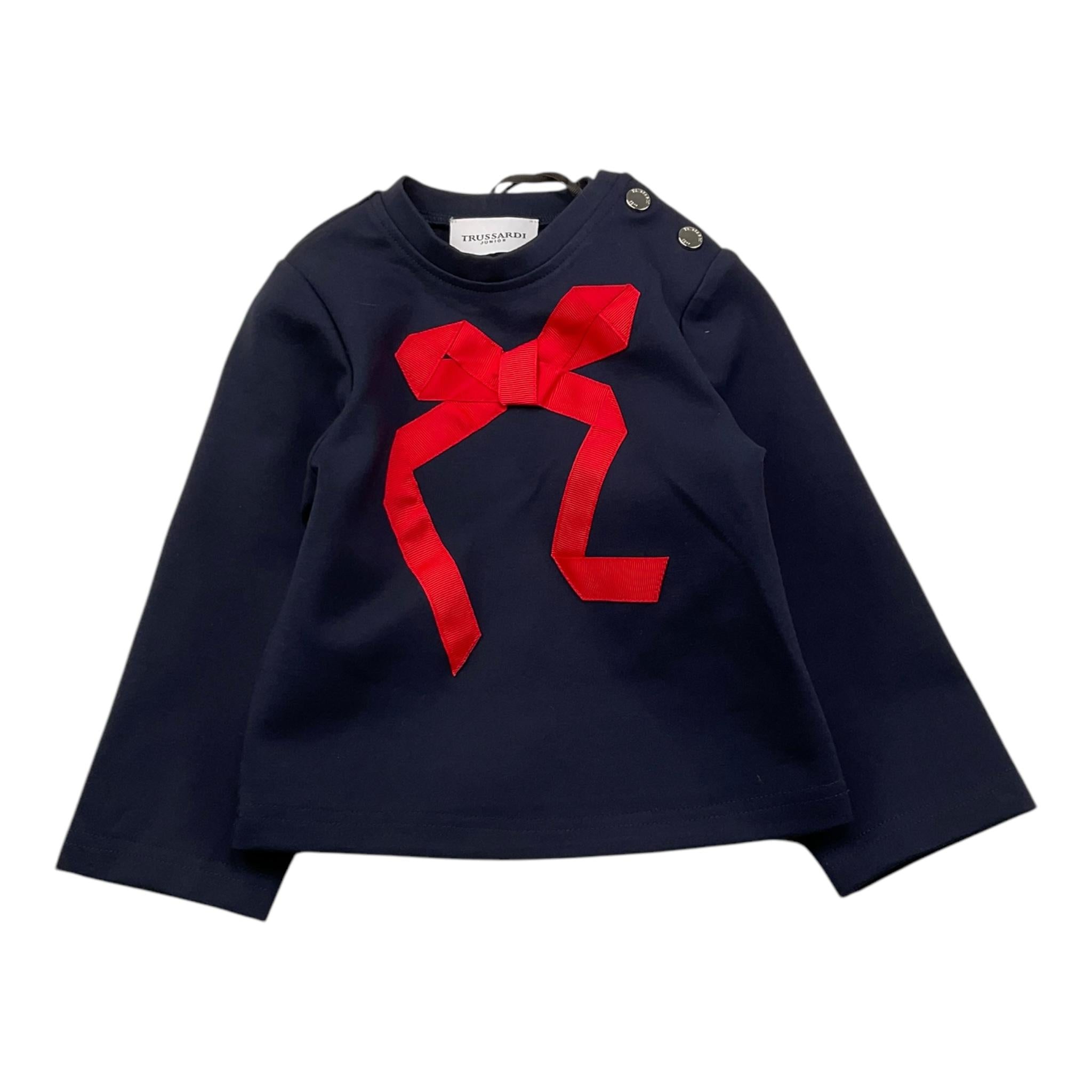 TRUSSARDI shirt girocollo tinta unita con fiocco Blu per Neonata TIA25205TS BLU TRUSSARDI 