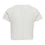 Only T-Shirt Tinta Unita Mezza Manica per Bambina 15225338 BIANCO ONLY 