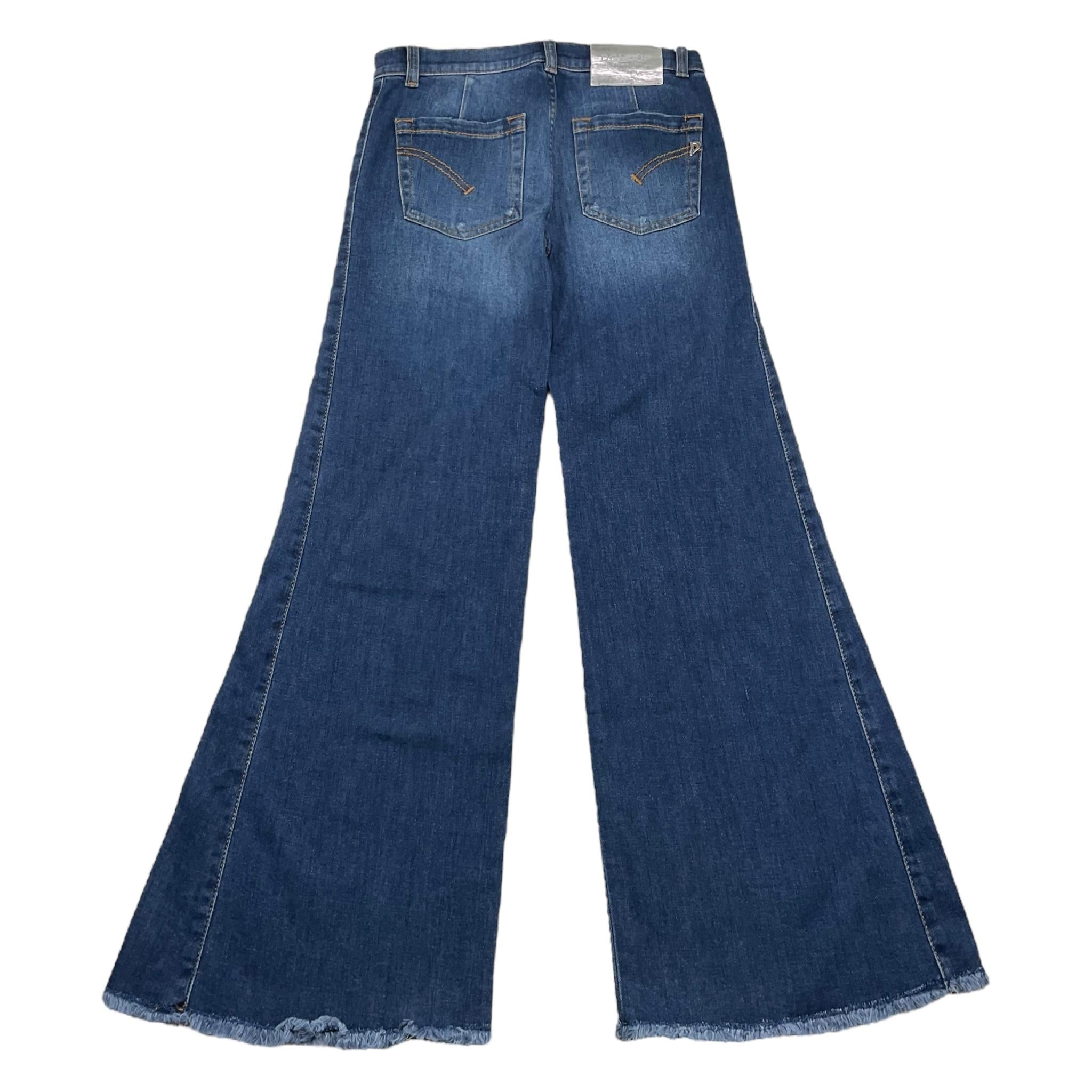 DONDUP jeans tinta unita modello palazzo con strappi Blu per Bambina DFPA226C BLU DONDUP 
