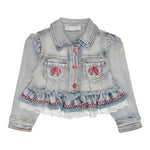 Monnalisa Giubbino In Denim Tinta Unita per Neonata 39E101 AZZURRO MONNALISA 