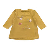 Name.It Shirt Girocollo Tinta Unita Con Stampa Giallo Per Neonata