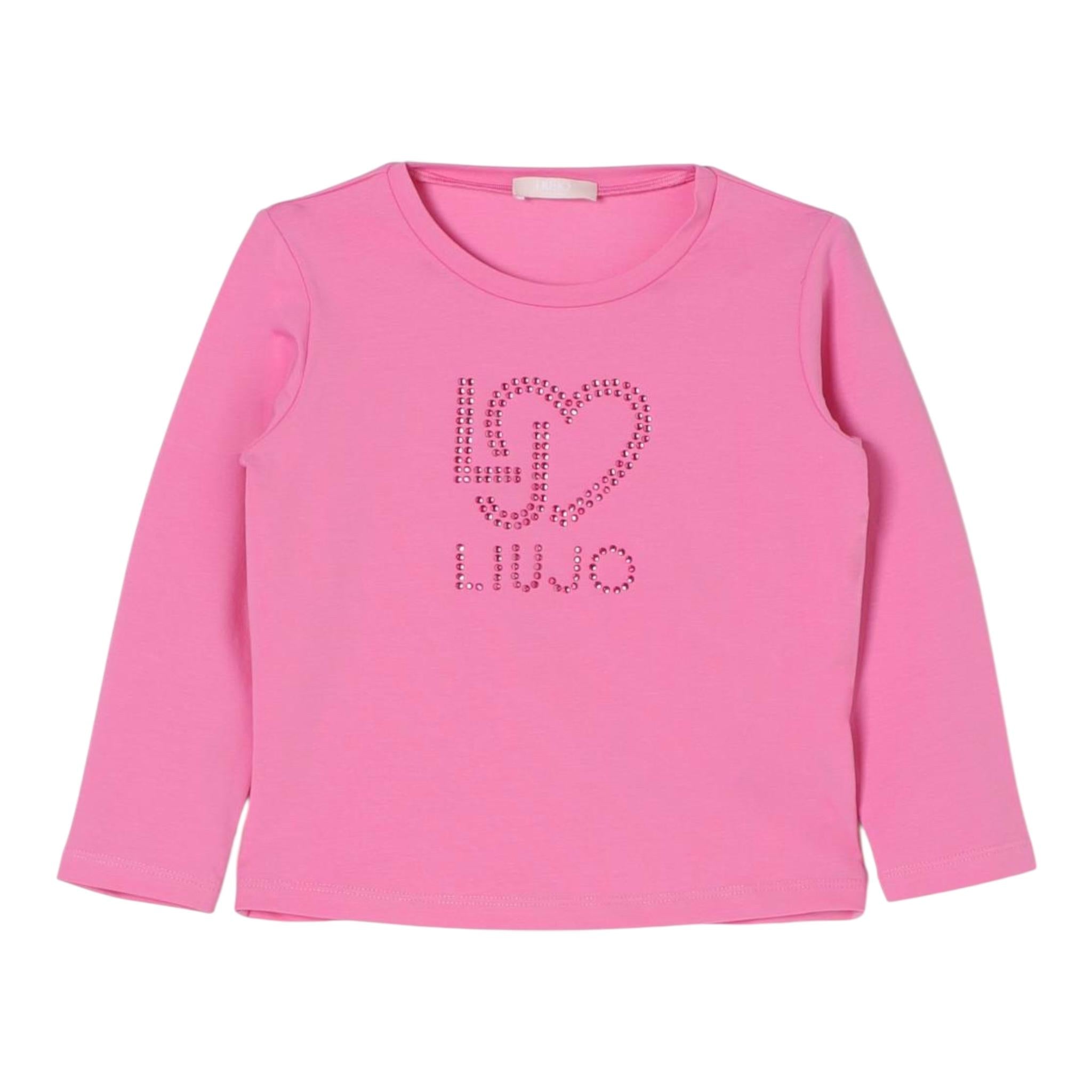 DIXIE shirt girocollo tinta unita con stampa Rosa per Bambina KF4029X ROSA DIXIE 