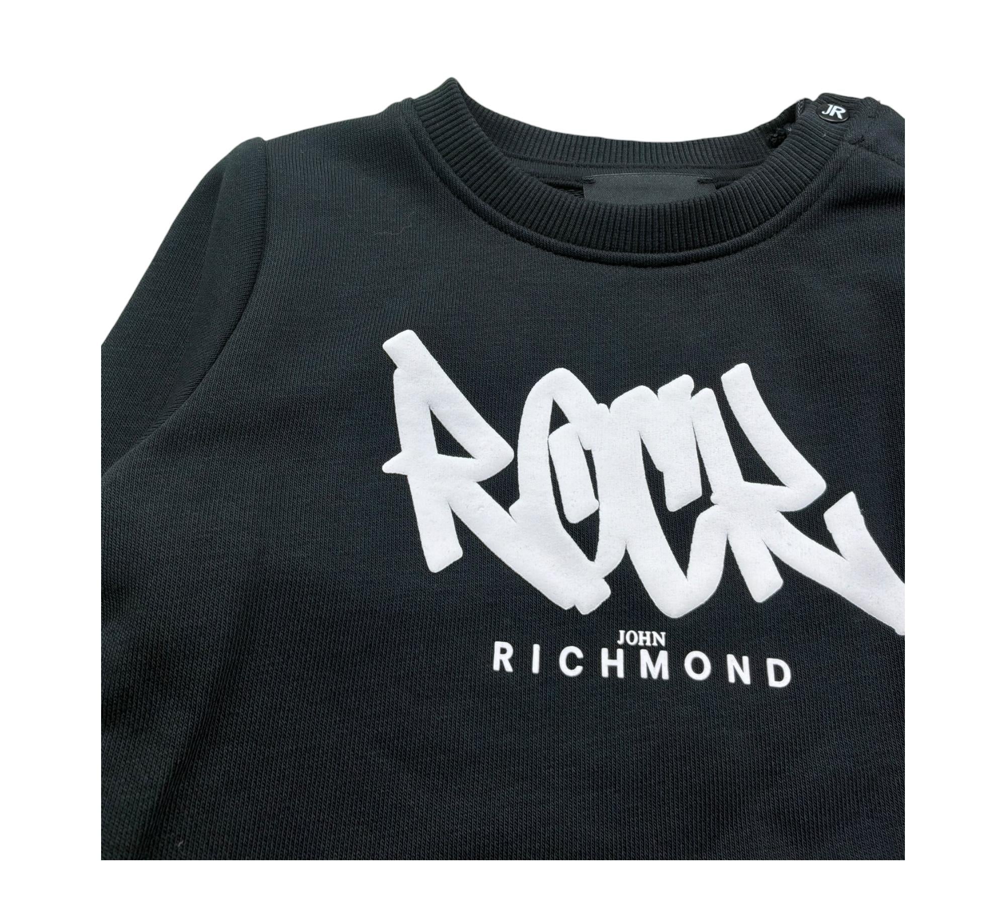 John Richmond Felpa Chiusa Girocollo Tinta Unita con Stampa per Neonato RIP26077FE NERO JOHN RICHMOND 