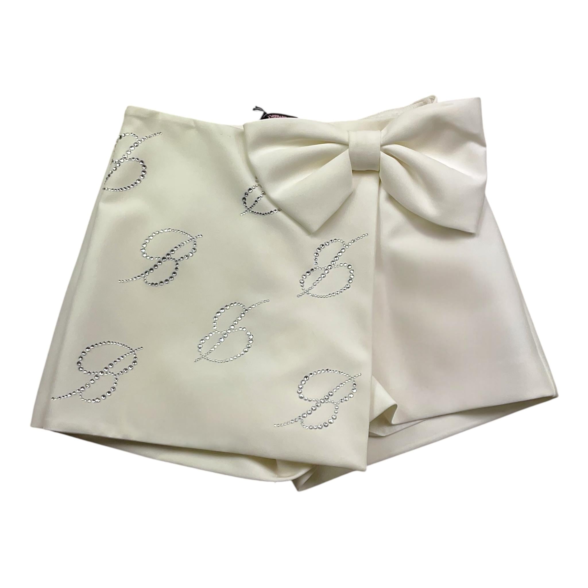 MISS BLUMARINE short tinta unita con elastico in vita e brillantini Bianco per Bambina IF4018 BIANCO MISS BLUMARINE 