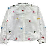 Saint Barth Camicia Manica Lunga Tinta Unita con Ricami per Bambina LIO0002 BIANCO SAINT BARTH 