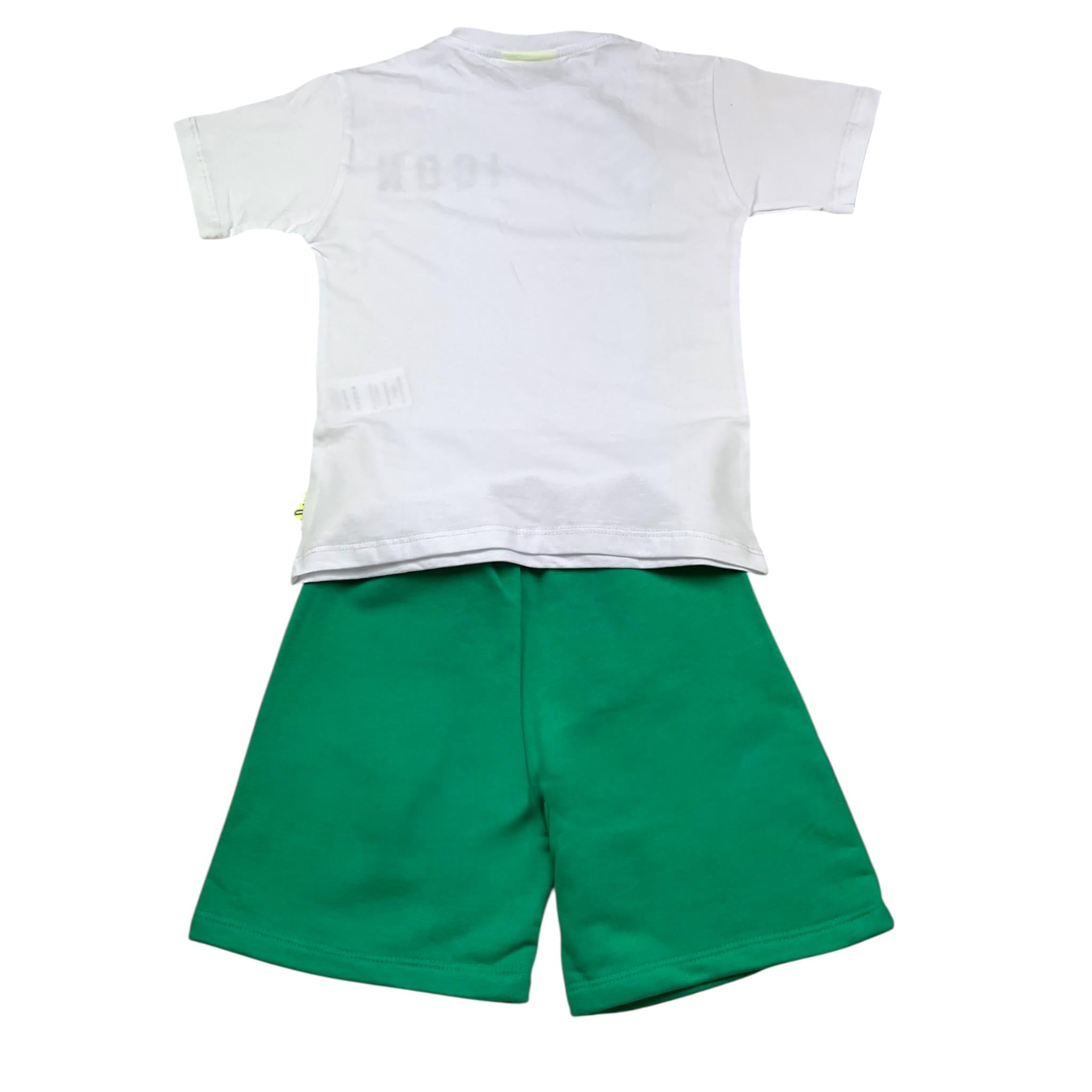 Icon Completo Bicolore T-Shirt-Bermuda per Bambino INBFS00604 BIANCO/VERDE ICON 