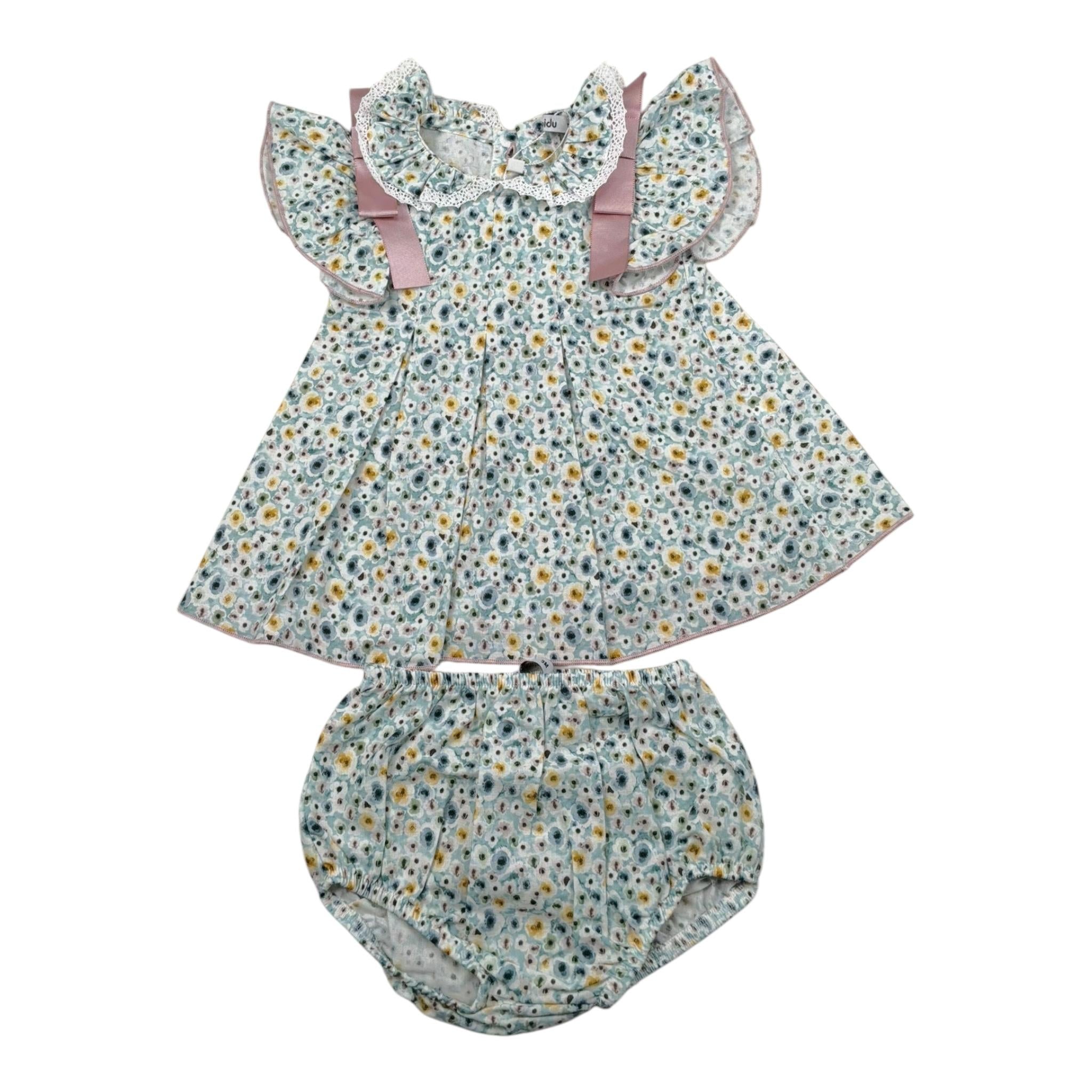 Babidu Completo 2 Pezzi Camicia-Coulotte Tinta Unita per Neonata 93491 VERDE BABIDU 