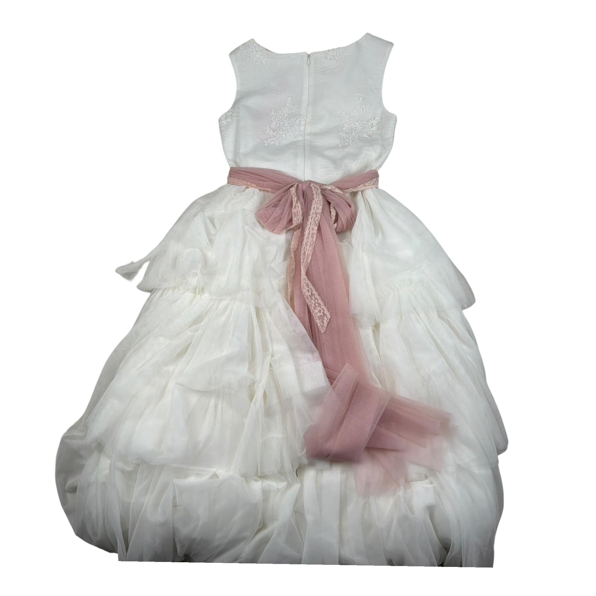 Mimilu' Abito Cerimonia Tinta Unita Giromanica per Bambina 143 BIANCO MIMILU' 