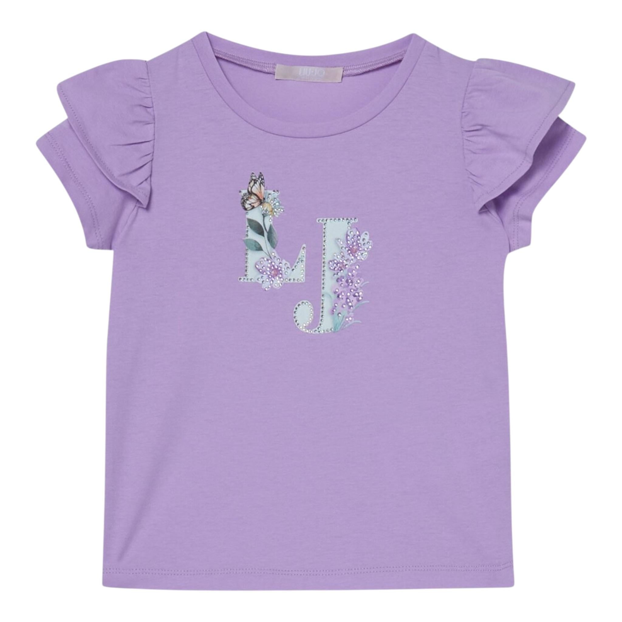 Liu Jo T-Shirt Tinta Unita con Brillantini per Bambina KA5092XXX LILLA LIU JO 