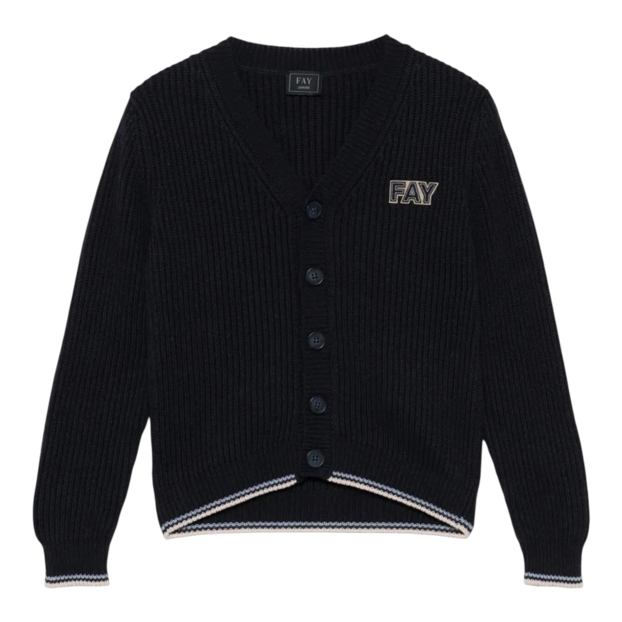 Fay Cardigan Tinta Unita per Bambina FW9P10 BLU FAY 