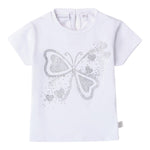 Minibanda T-Shirt Girocollo Tinta Unita con Brillantini per Neonata 0B313 BIANCO MINIBANDA 