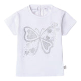 Minibanda T-Shirt Girocollo Tinta Unita con Brillantini per Neonata 0B313 BIANCO MINIBANDA 