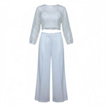 Sarabanda Completo 3 Pezzi Maglia-Top-Pantalone Tinta Unita per Bambina 0B495 BIANCO SARABANDA 