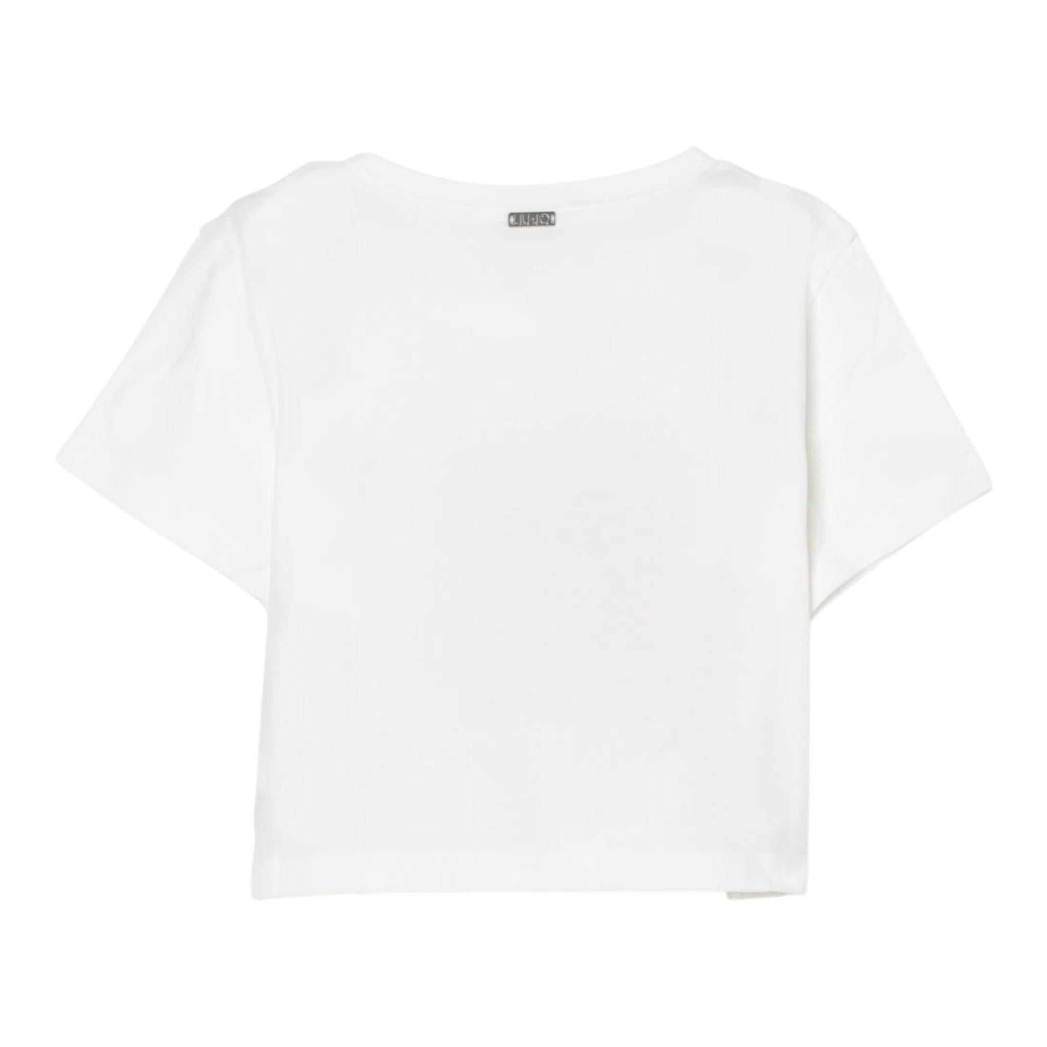 Liu Jo T-Shirt Girocollo Tinta Unita con Stampa E Frange per Bambina GA5192 BIANCO LIU JO 