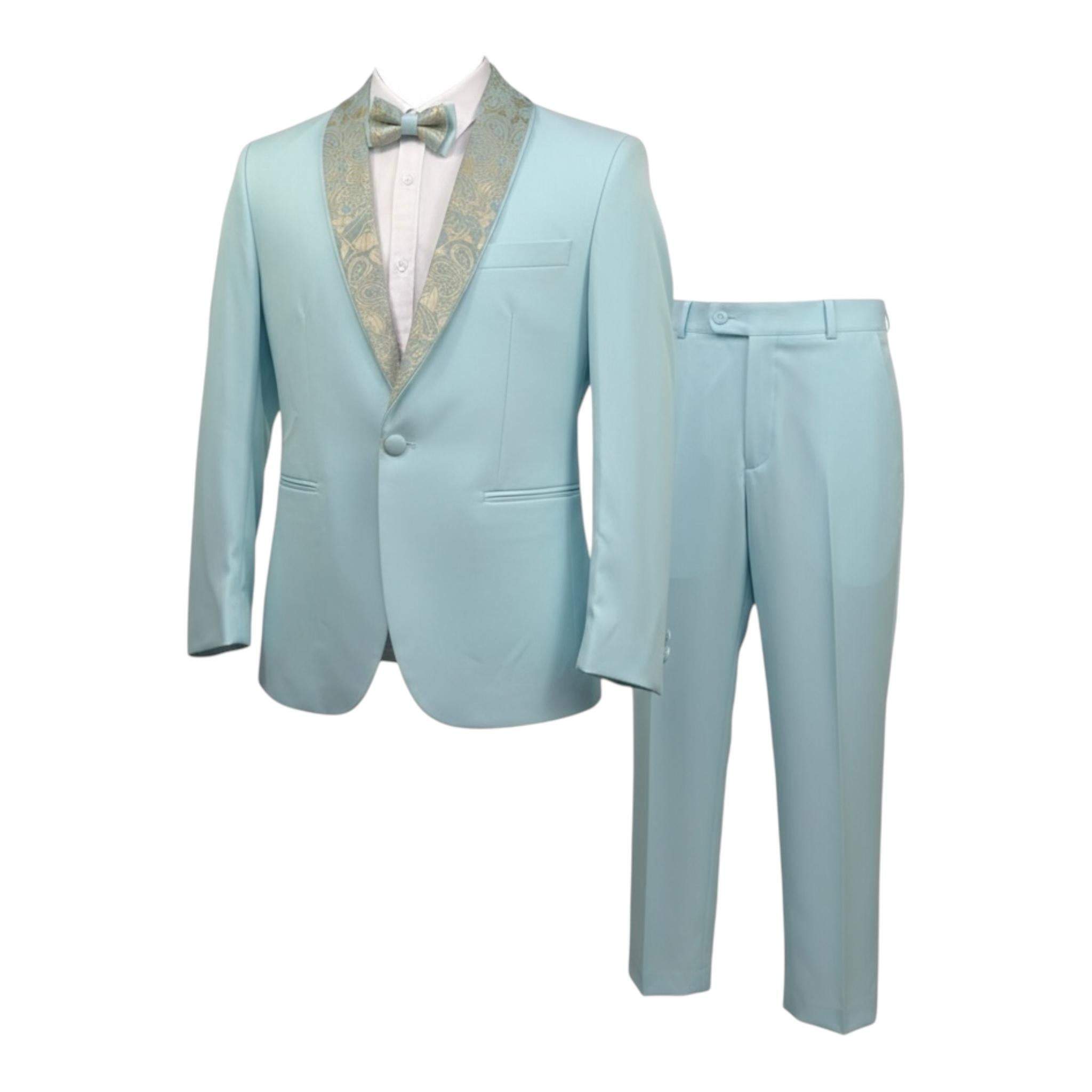 Notaro Of Kids Completo 5 Pezzi Papillion-Camicia-Giacca-Gilet-Pantalone per Bambino BK2072 AZZURRO NOTARO OF KIDS 