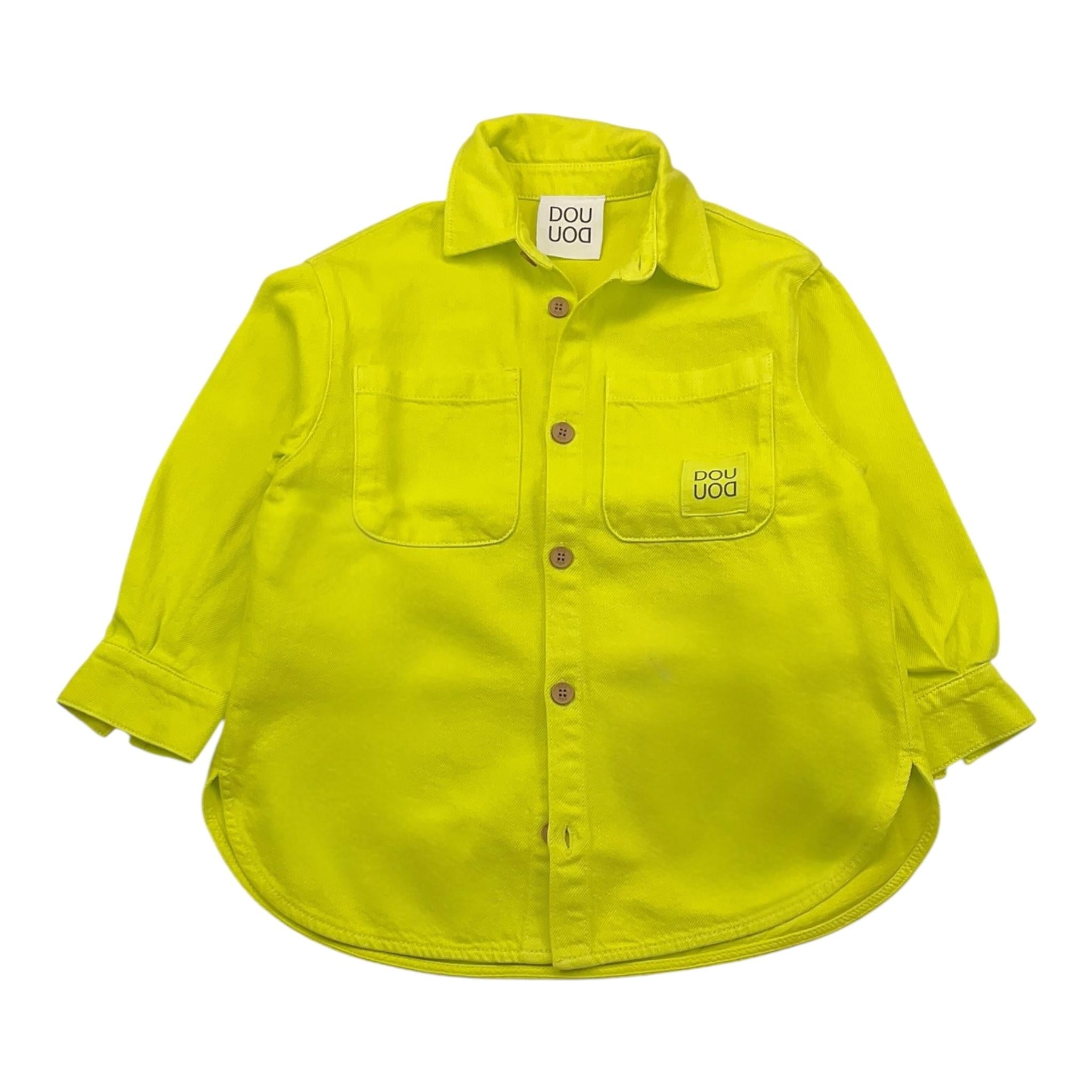 Dou Dou Camicia Tinta Unita con Tasche E Stampa per Bambina DW277 GIALLO FLUO DOU DOU 