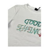 Naice T-Shirt Girocollo Tinta Unita con Stampa In Contrasto per Bambina 24128 BIANCO NAICE 