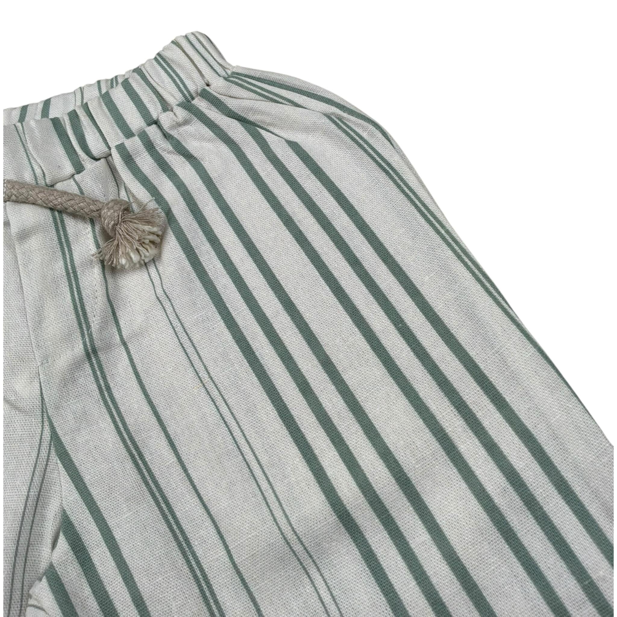 Babyvip Pantalone Tinta Unita con Fantasia A Righe per Neonato T7709 BIANCO BABYVIP 