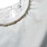 Lu Lu By Miss Grant T-Shirt Crop Tinta Unita con Brillantini per Bambina LL3615 BIANCO LU LU BY MISS GRANT 