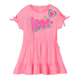 Billieblush Abito Mezza Manica Tinta Unita con Stampa Rosa per Neonata