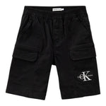 Calvin Klein Bermuda Tinta Unita con Stampa per Bambino IB0IB02057 NERO CALVIN KLEIN 