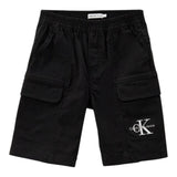Calvin Klein Bermuda Tinta Unita con Stampa per Bambino IB0IB02057 NERO CALVIN KLEIN 
