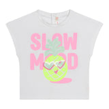 Billieblush T-Shirt Tinta Unita Girocollo Con Stampa E Brillantini Bianco Per Neonata