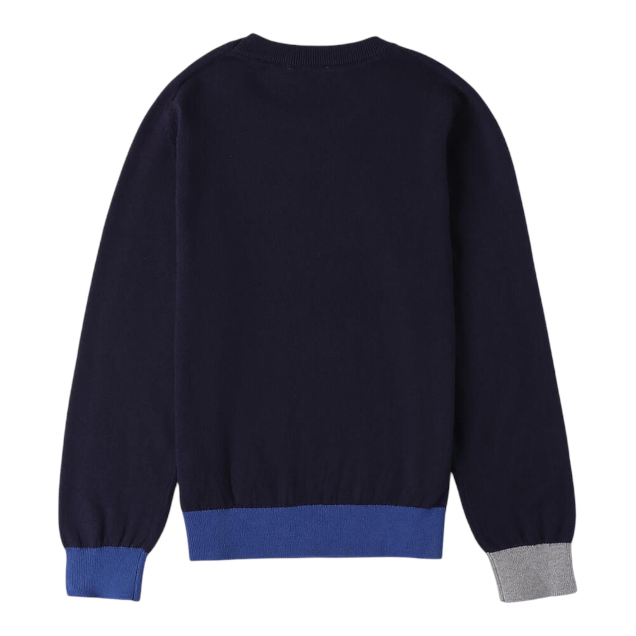 SARABANDA maglia girocollo tinta unita con profili in contrasto Blu per Bambino 0A500 BLU SARABANDA 