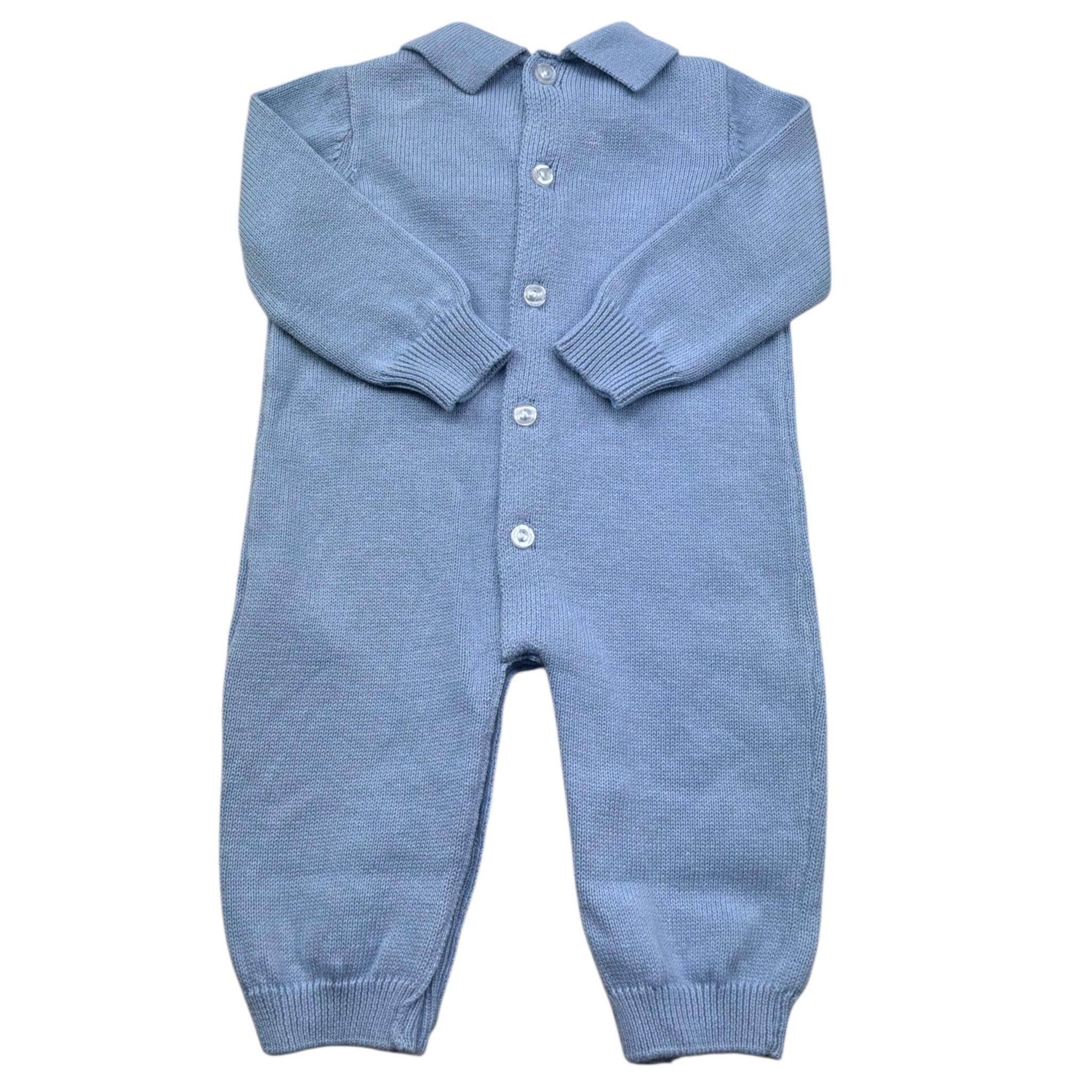 Le Bebe Tutina Manica Lunga Tinta Unita con Colletto per Neonato LBB5306 AZZURRO LE BEBE 