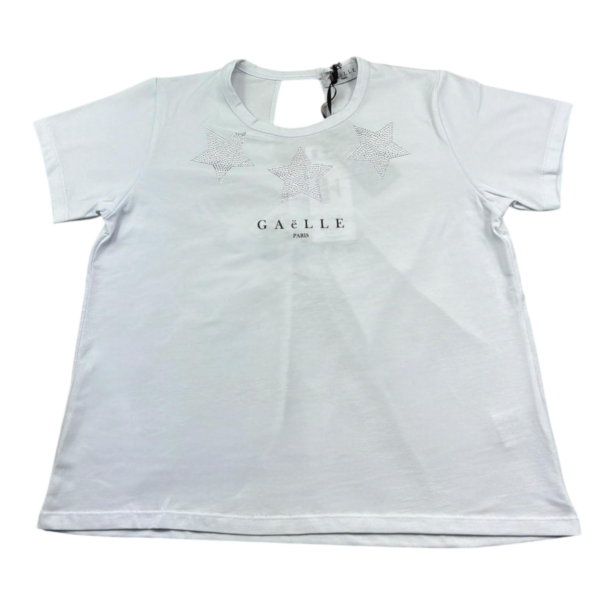 Gaelle T-Shirt Girocollo Tinta Unita con Logo per Bambina 2746M00411 BIANCO GAELLE 
