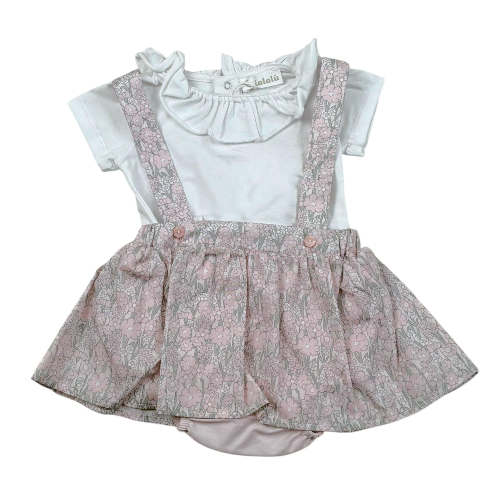 Lalalu' Completo 2 Pezzi Salopette-T-Shirts per Neonata SLTL10P BIANCO/ROSA LALALU' 