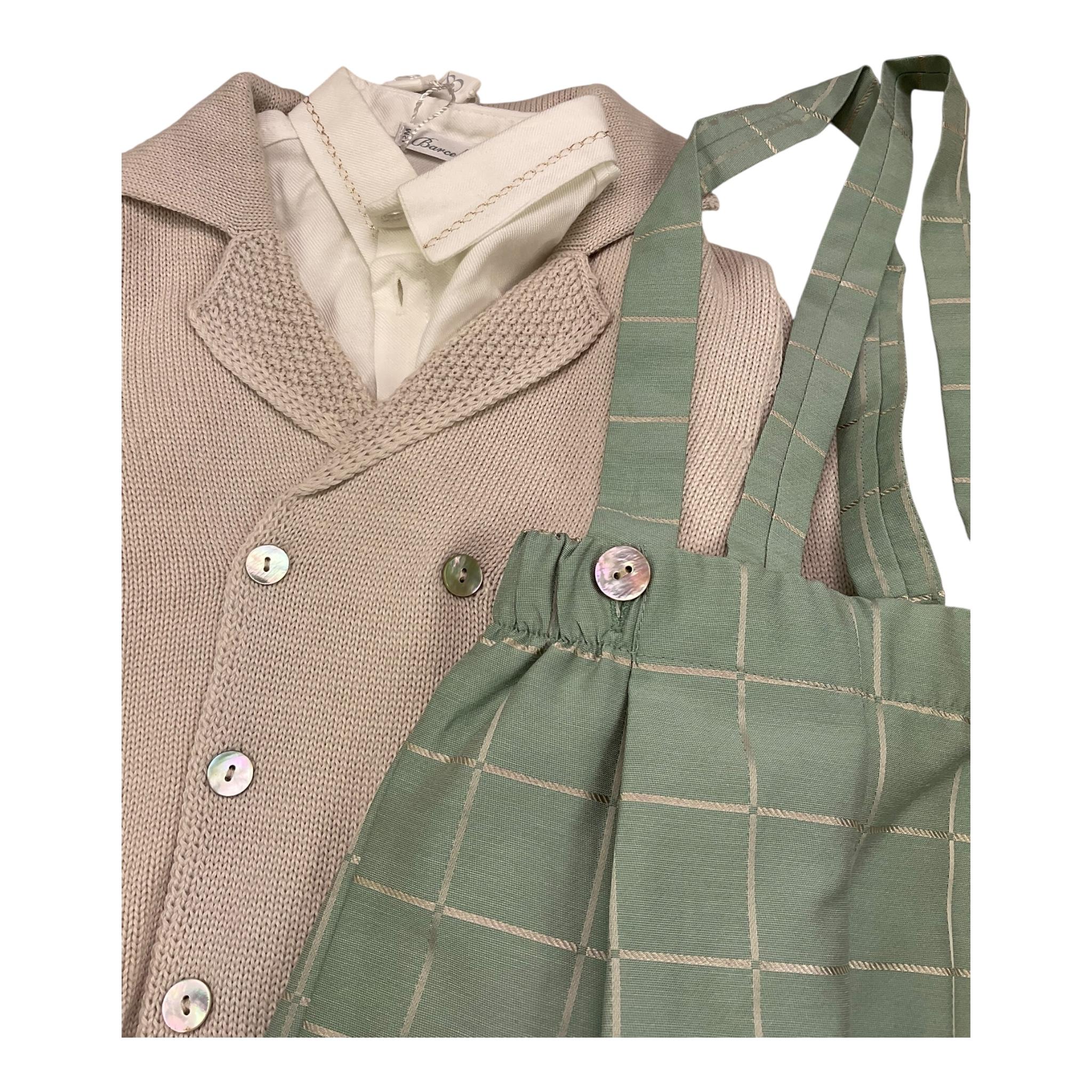 BARCELLINO completo 4 pezzi camicia-giacca-bermuda con bretelle-papillon Beige per Neonato 115913 BEIGE BARCELLINO 