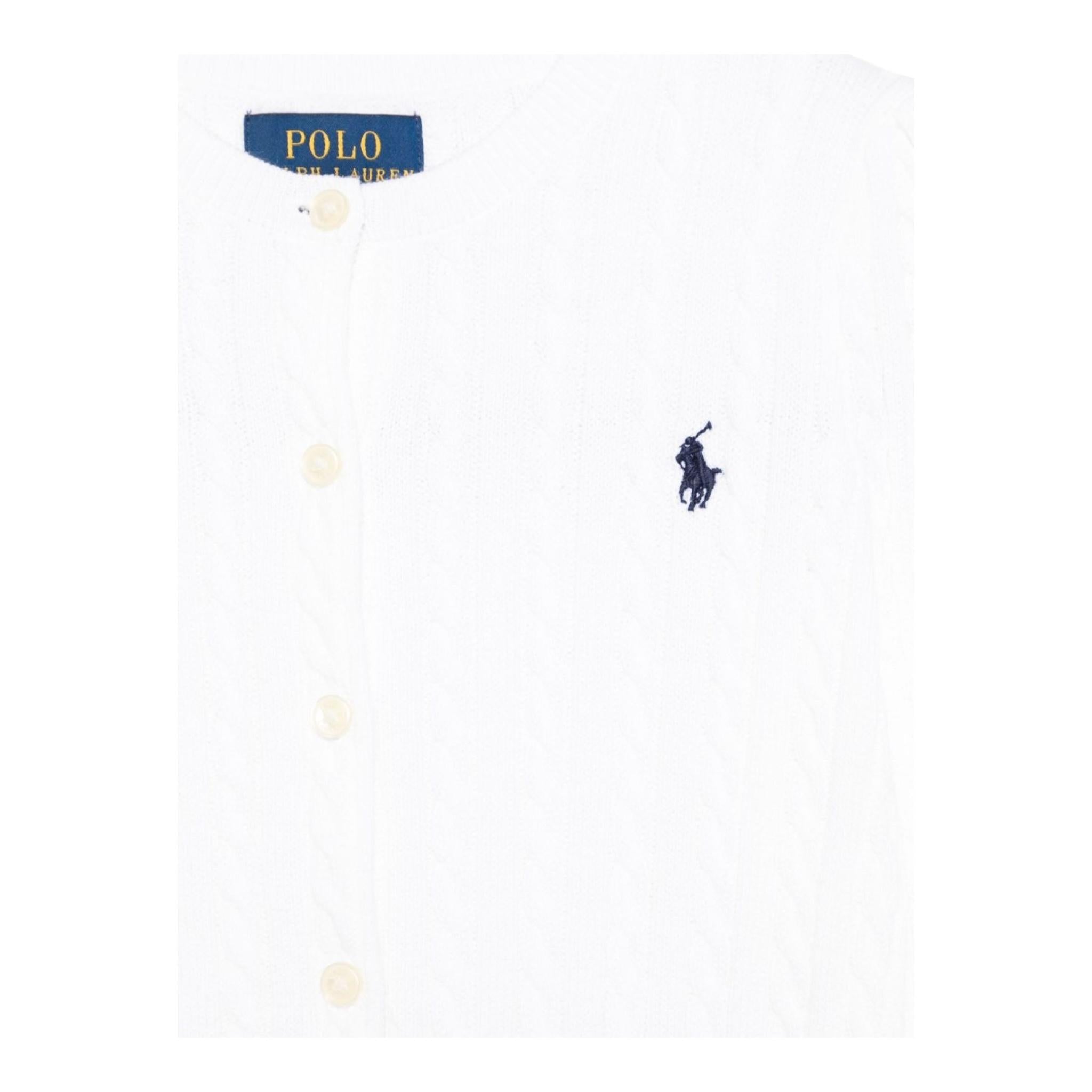 Ralph Lauren Cardigan Tinta Unita con Trecce per Bambina 312543047064 BIANCO RALPH LAUREN 