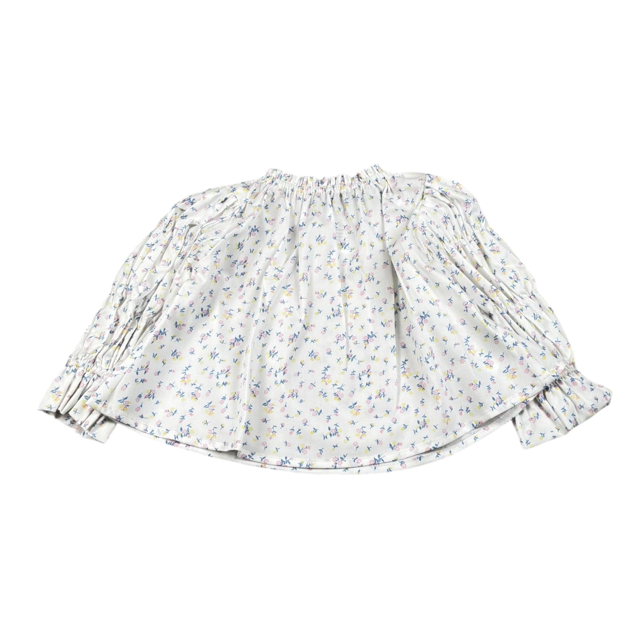 A' La Page Camicia Tinta Unita con Fantasia Fiori per Bambina AL27J BIANCO A' LA PAGE 