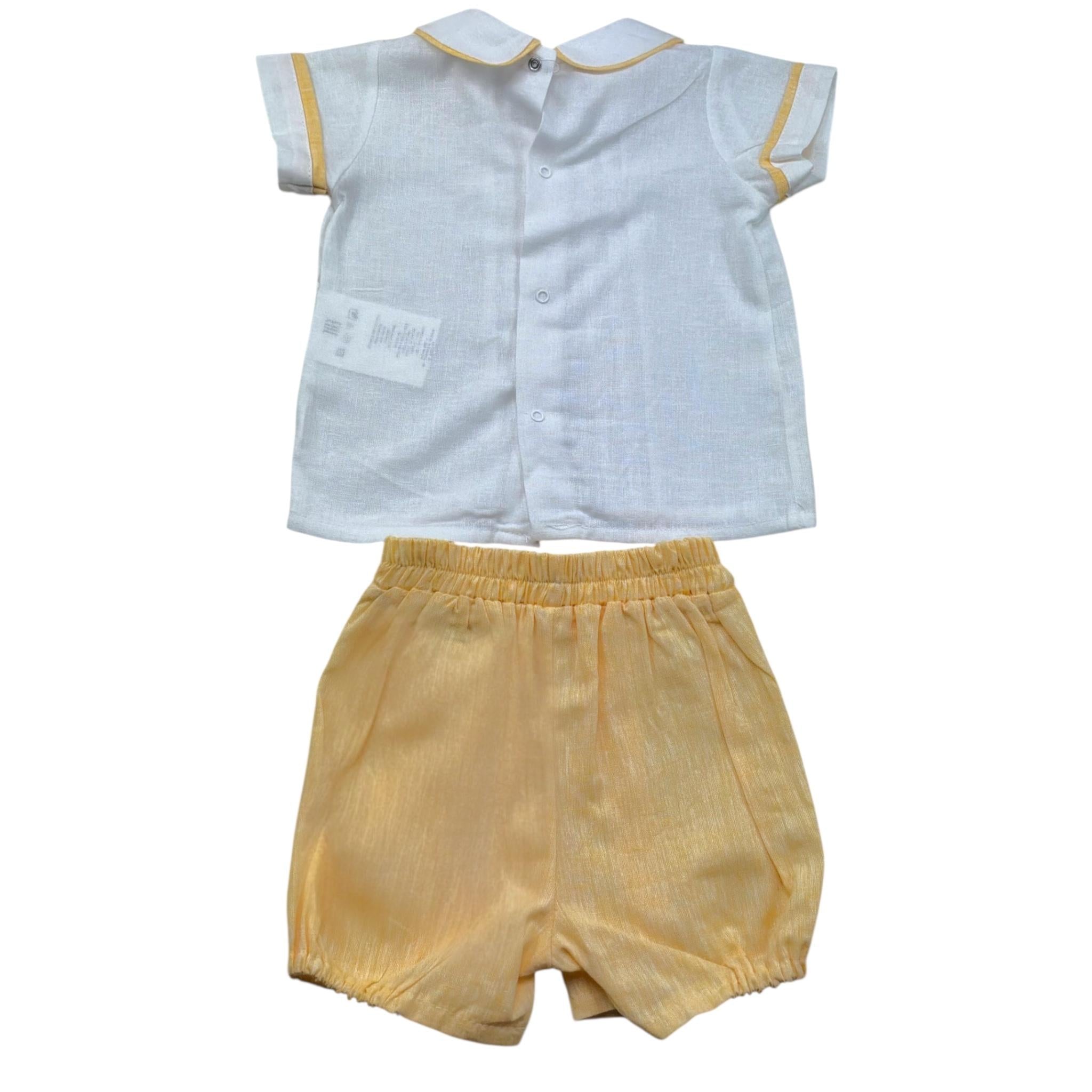 Le Bebe' Completo 2 Pezzi Bermuda--Camicia Bicolore per Neonato LBB5410 BIANCO/GIALLO LE BEBE' 