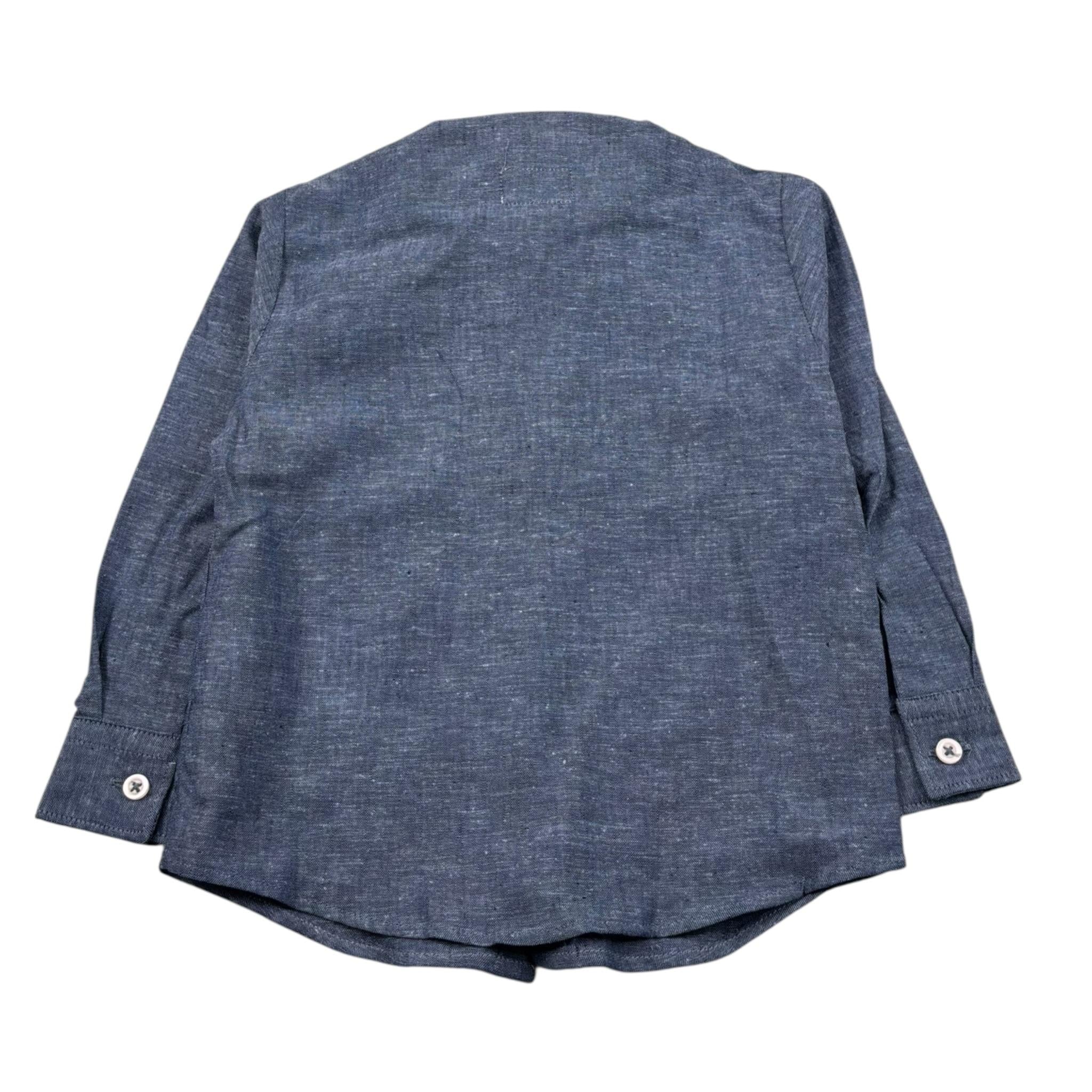 Manuel Ritz Camicia Manica Lunga tinta unita Collo Coreano Blu per Neonato MR2493 BLU MANUEL RITZ 