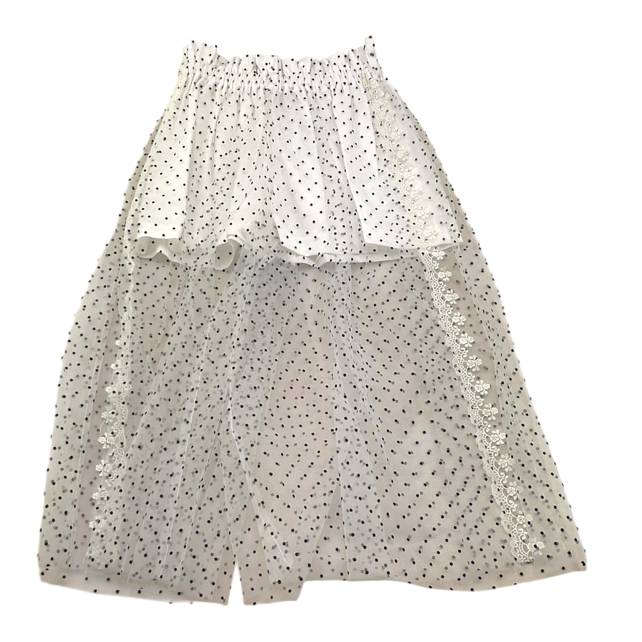 A' La Page Gonna Tinta Unita In Tulle con Pois per Bambina PAPAVERO BIANCO A' LA PAGE 