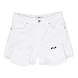 Msgm Short Tinta Unita Con Girovita Regolabile E Stampa Logo Bianco Per Bambina