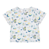 Carre'Ment Beau Completo 2 Pezzi T-Shirt-Salopette Blu Per Neonato
