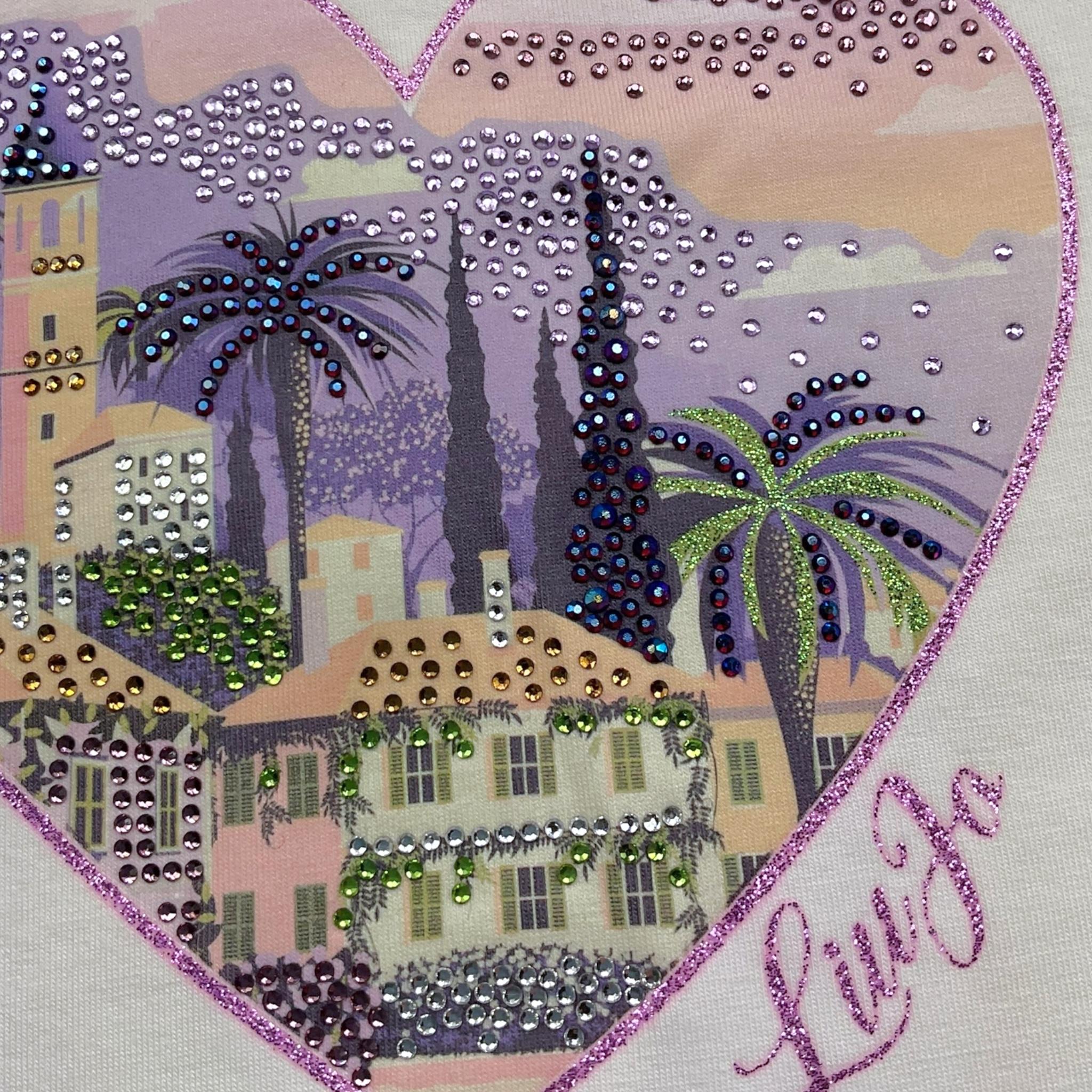 Liu Jo T-Shirt Girocollo Tinta Unita con Stampa E Brillantini per Neonata KA5093 BIANCO LIU JO 