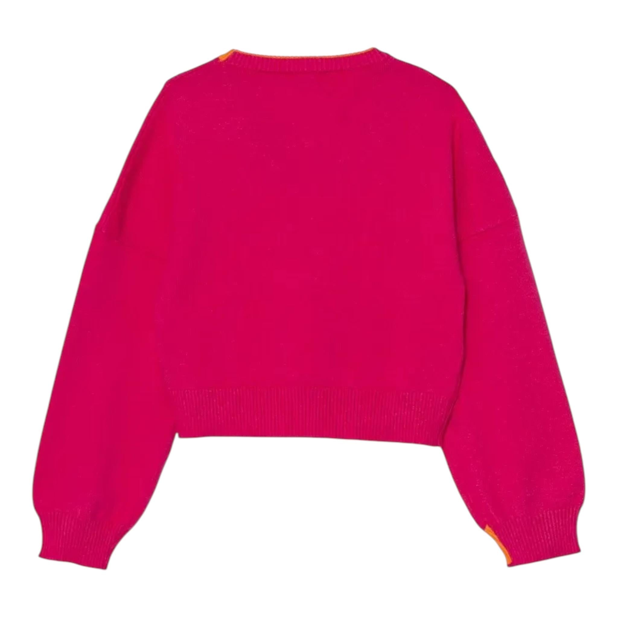 PINKO maglia tinta unita con stampa in contrasto Fuxia per Bambina F4PIJGJP087 FUXIA PINKO 