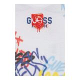 Guess T-Shirt Girocollo Tinta Unita con Stampe per Neonato N5RI11K8HM4 BIANCO GUESS 