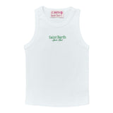 Saint Barth Canotta Tinta Unita con Stampa per Bambina BLUE002 BIANCO SAINT BARTH 