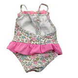 Sardon Costume Intero Tinta Unita con Fantasia Fiori Bianco per Neonata