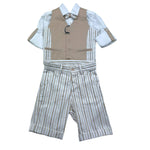 Mai'S Kids Completo 4 Pezzi Bermuda-Gilet-Camicia-Papillions per Neonato COMP00111 CAMMELLO MAI'S KIDS 
