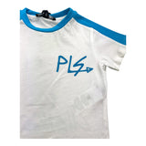 Please T-Shirt Girocollo Stampa In Contrasto Bianco Per Neonato