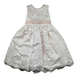 Le Bellissime di Allegra Abito Mezza Manica Tinta Unita con Ricami per Bambina A0435AJ ROSA LE BELLISSIME DI ALLEGRA 