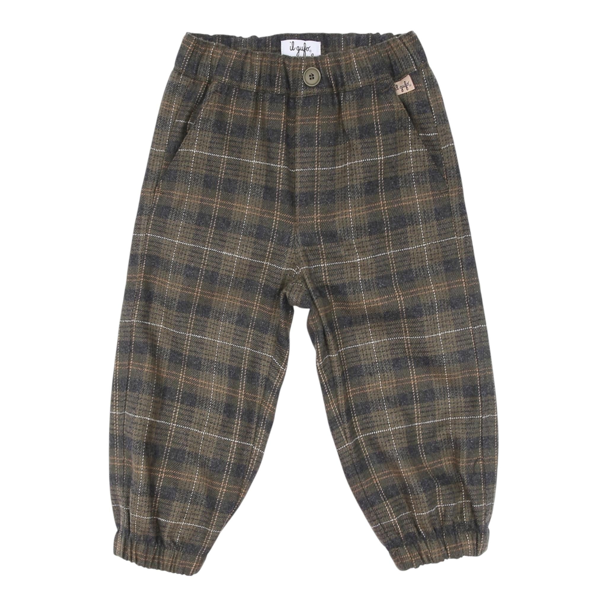 IL GUFO pantalone tinta unita con fantasia a righe Verde per Neonato A24PL389C3157 VERDE IL GUFO 