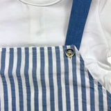 Barcellino Completo T-Shirt-Salopette Tinta Unita con Fantasia A Righe Bianco per Neonato