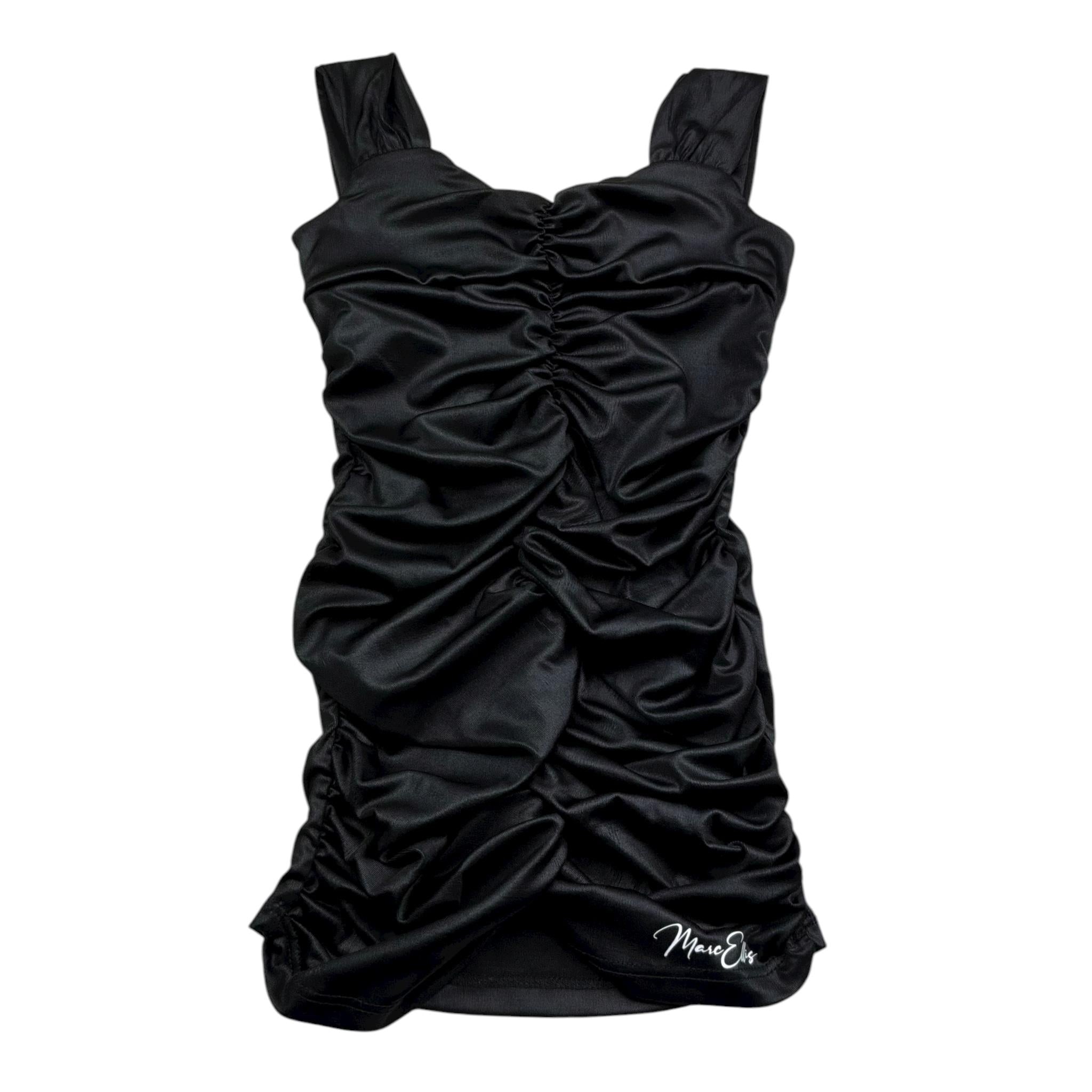 Marc Ellis Abito Tinta Unita con Arricciatura per Bambina JMJDR01206 NERO MARC ELLIS 